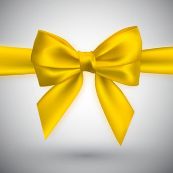 Realistic yellow bow. Element for decoration gifts, greetings, holidays. Vector illustration
