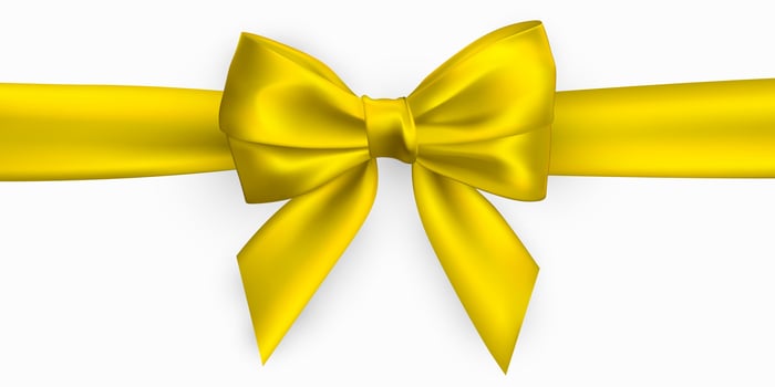 Realistic golden, yellow bow. Element for decoration gifts, greetings, holidays. Vector illustration