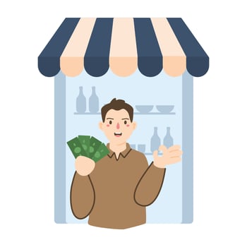 buying groceries  on market illustration vector