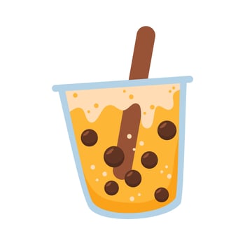 pearl milk tea boba yummy beverages in glass vector