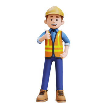 3D Construction Worker Character Giving Thumbs Up Pose png