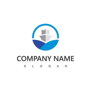Ship logo illustration, Shipping, travel and delivery services company symbol vector