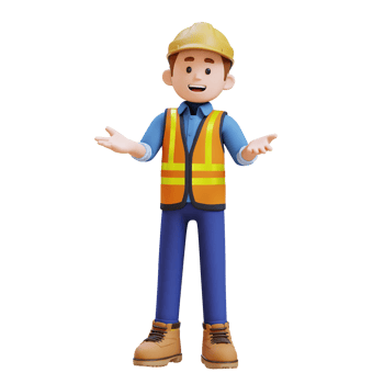 3D Construction Worker Character Communication Pose png