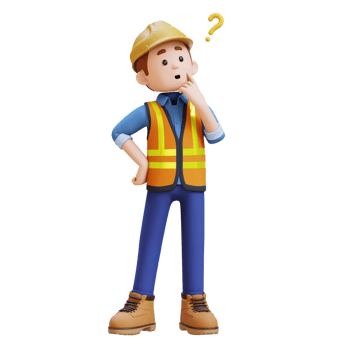 3D Construction Worker Character Confused and Thinking Pose png
