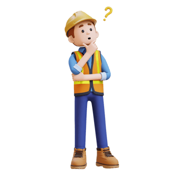 3D Construction Worker Character Confused and Thinking Pose png