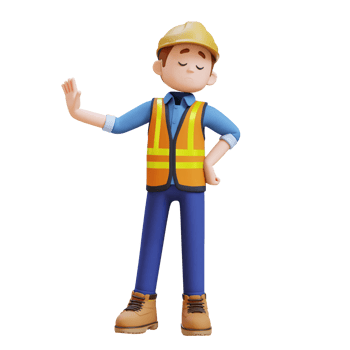 3D Construction Worker Character in Stop Refusal Pose png