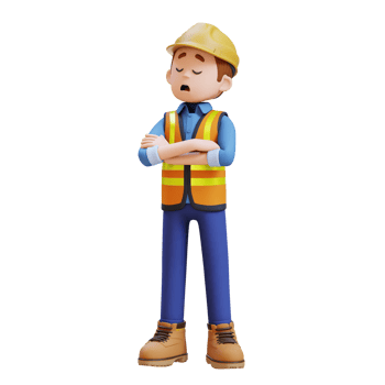 3D Construction Worker Character in Denial or Dissatisfaction Pose png