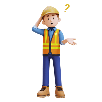 3D Construction Worker Character Confused and Thinking Pose png