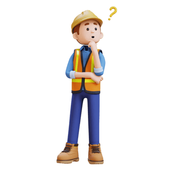 3D Construction Worker Character Confused and Thinking Pose png
