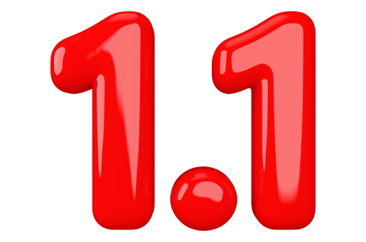 1.1 Sale Promotion Red Number 3D Render png