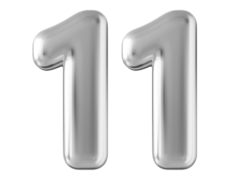 Silver 3d number 11 png