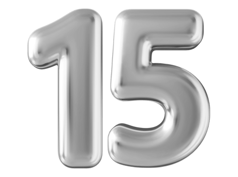 Silver 3d number 15 png