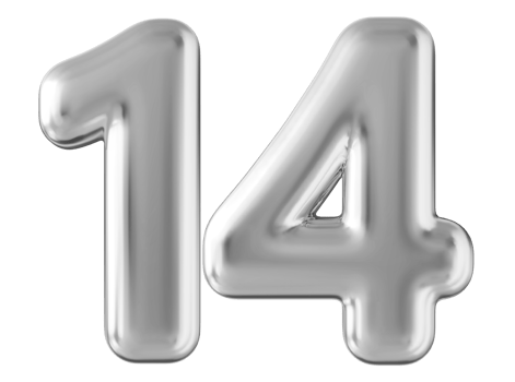 Silver 3d number 14 png