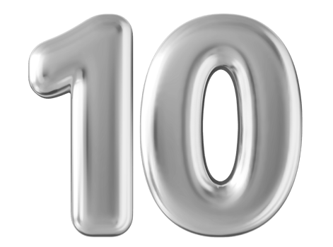 Silver 3d number 10 png