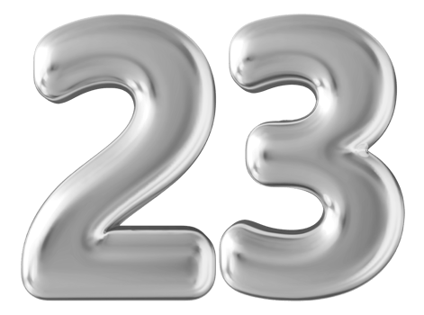 Silver 3d number 23 png