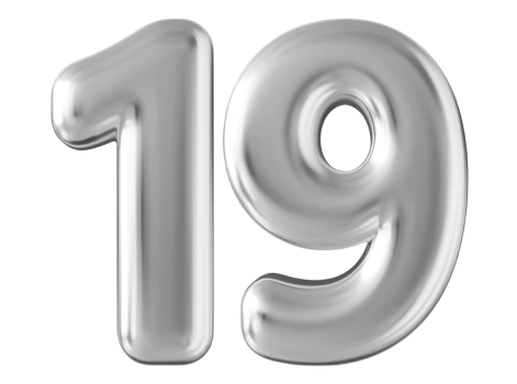 Silver 3d number 19 png