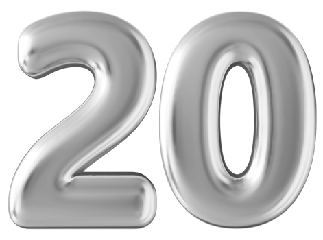 Silver 3d number 20 png