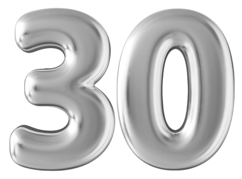 Silver 3d number 30 png