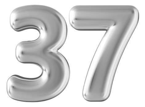 Silver 3d number 37 png