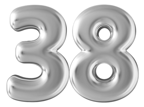 Silver 3d number 38 png