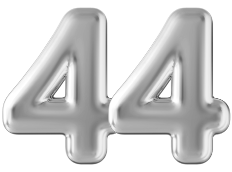 Silver 3d number 44 png