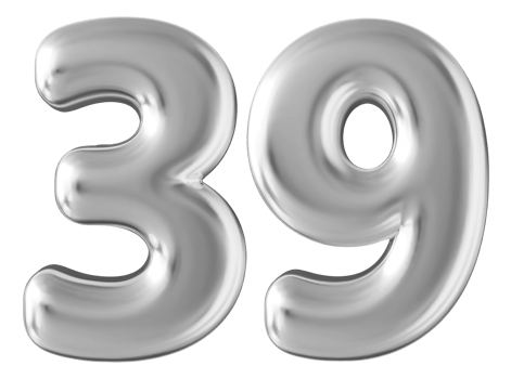 Silver 3d number 39 png