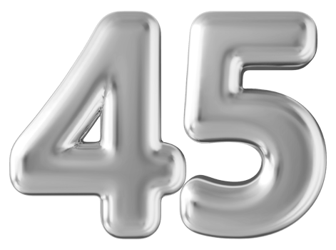 Silver 3d number 45 png