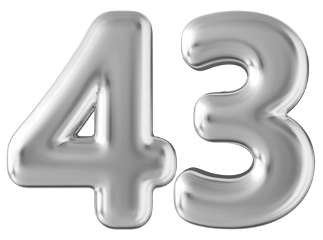 Silver 3d number 43 png