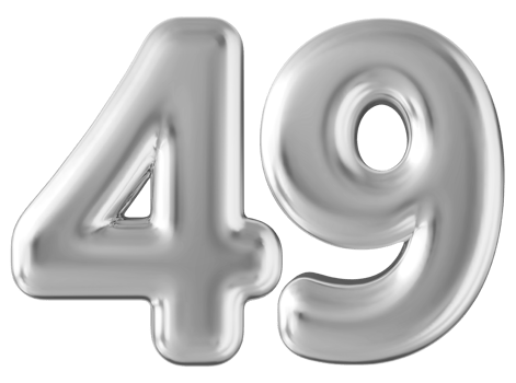Silver 3d number 49 png