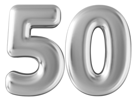Silver 3d number 50 png