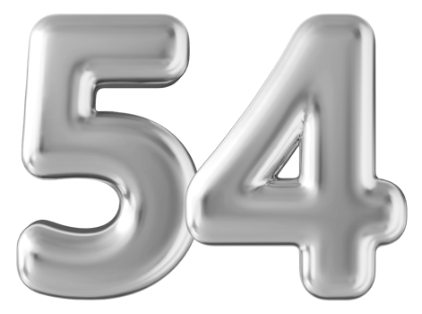 Silver 3d number 54 png