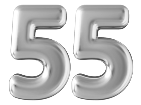 Silver 3d number 55 png