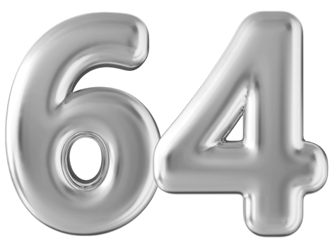 Silver 3d number 64 png