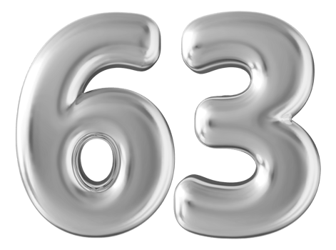 Silver 3d number 63 png