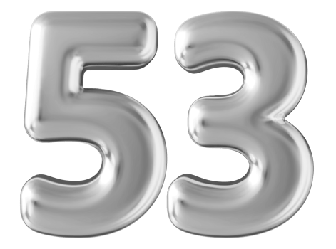 Silver 3d number 53 png