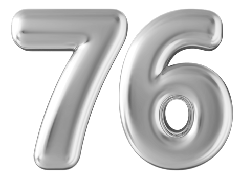Silver 3d number 76 png