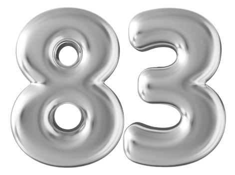 Silver 3d number 83 png
