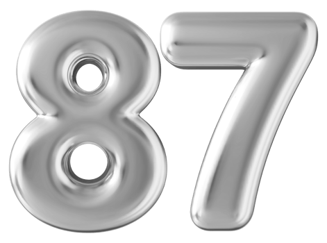 Silver 3d number 87 png