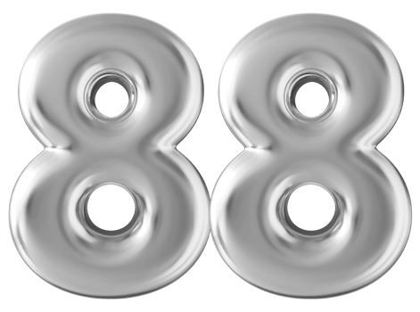Silver 3d number 88 png