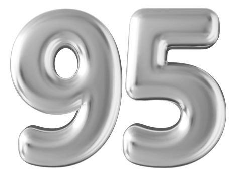 Silver 3d number 95 png