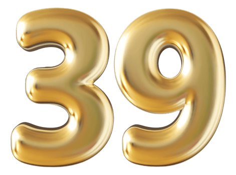 Gold 3d number 39 png