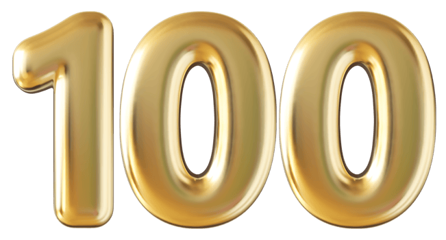 Gold 3d number 100 png