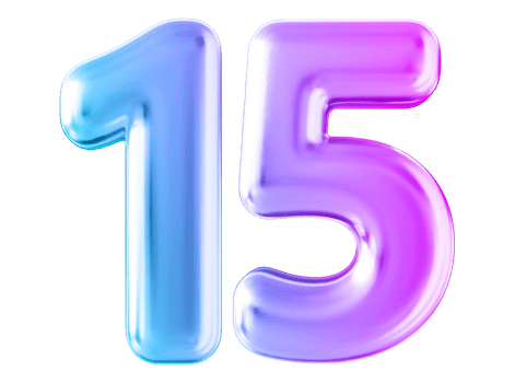 Gradient 3d number 15 png