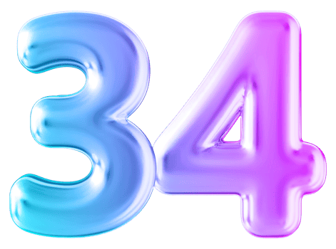 Gradient 3d number 34 png