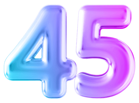 Gradient 3d number 45 png