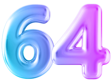 Gradient 3d number 64 png