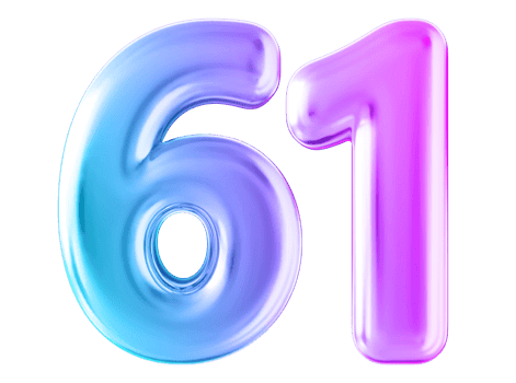 Gradient 3d number 61 png
