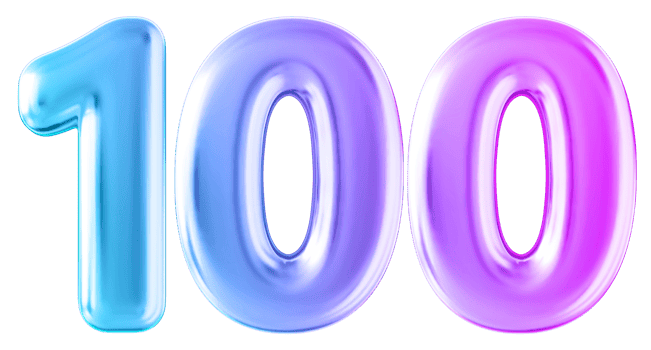 Gradient 3d number 100 png