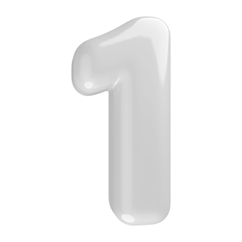 White 3D Number 1 png