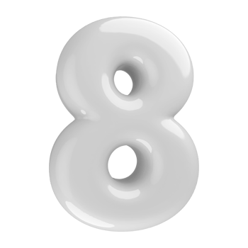White 3D Number 8 png